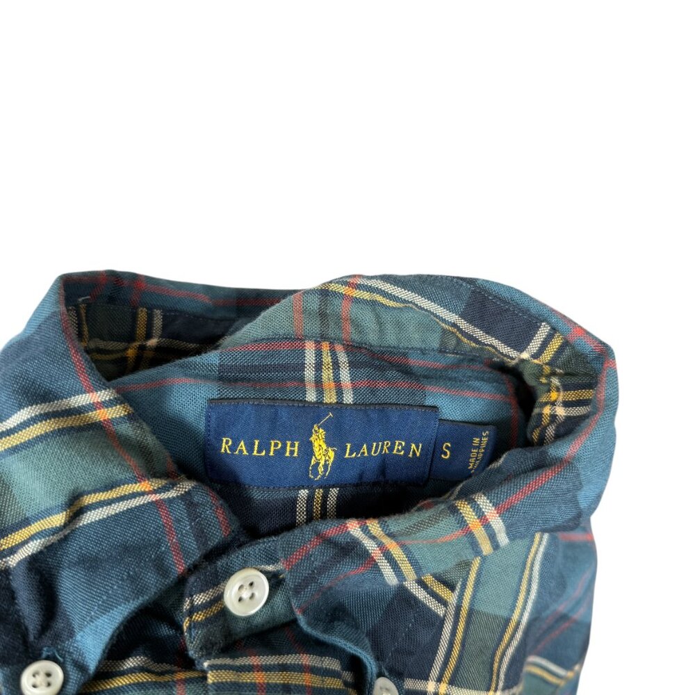 Ralph Lauren Button Down Shirt Mens Small Blue Plaid Red Pony Preppy - Picture 3 of 9